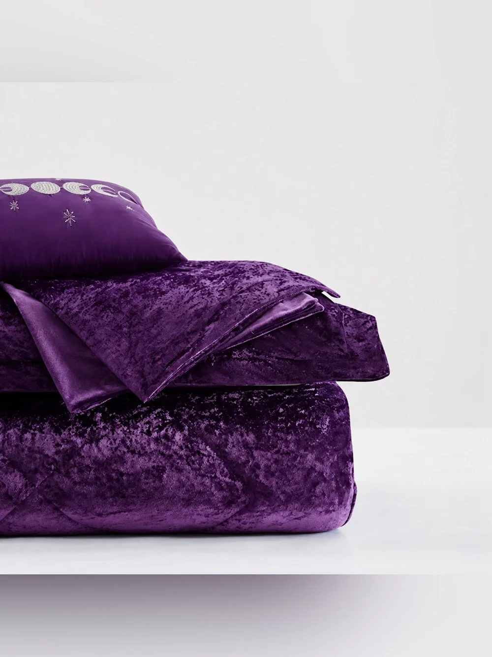 Plush Velvet Intelligent Design Comforter Set Full Queen Purple New